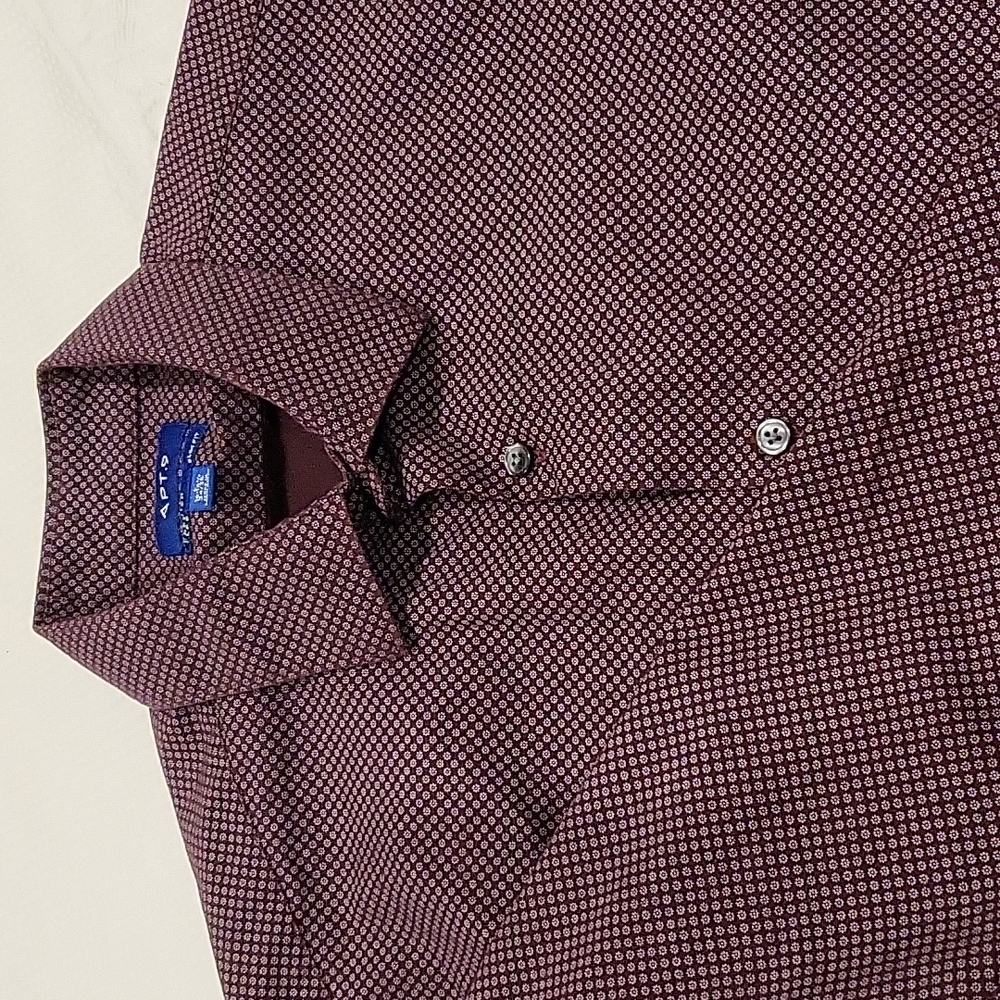 Men's dress shirt, premier flex, Apt.9, sz lg, 16-16 1/2, 35/35, maroon pattern